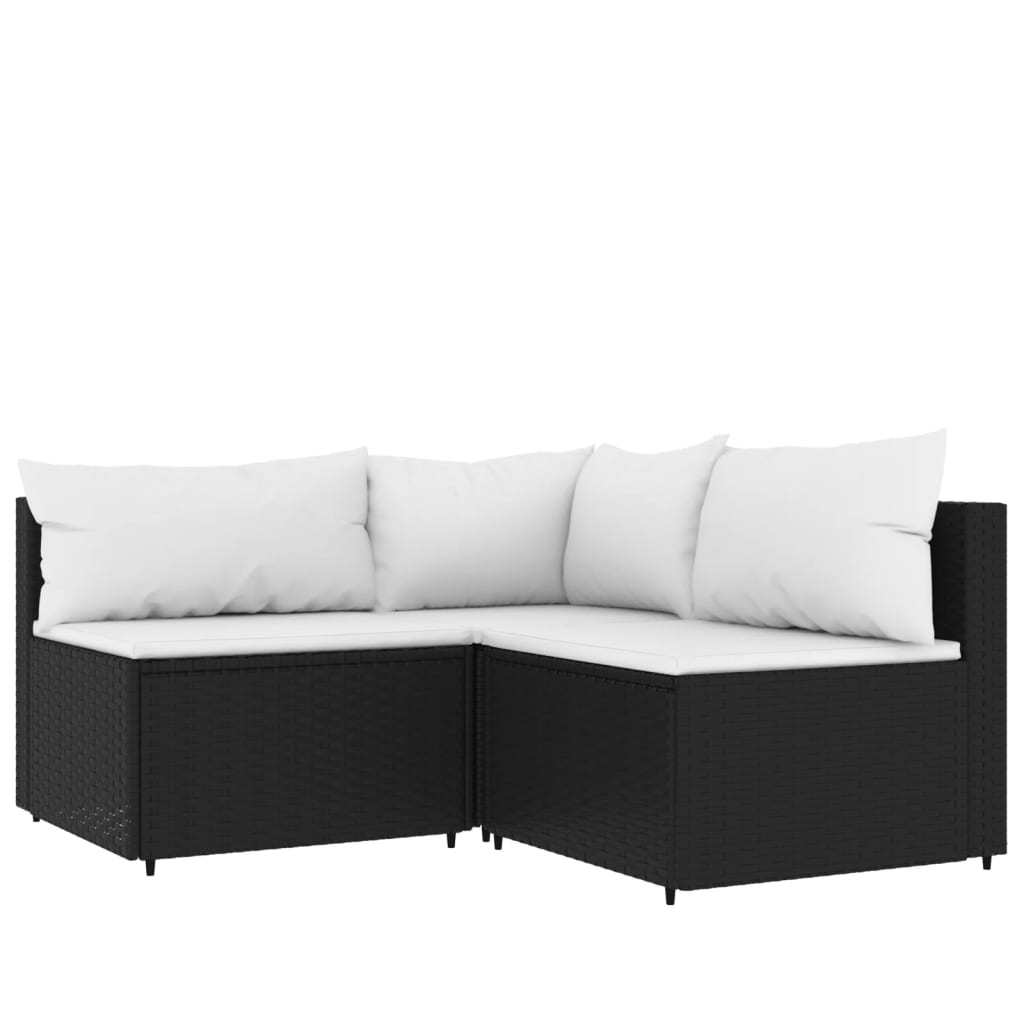 3-delige Loungeset met kussens poly rattan