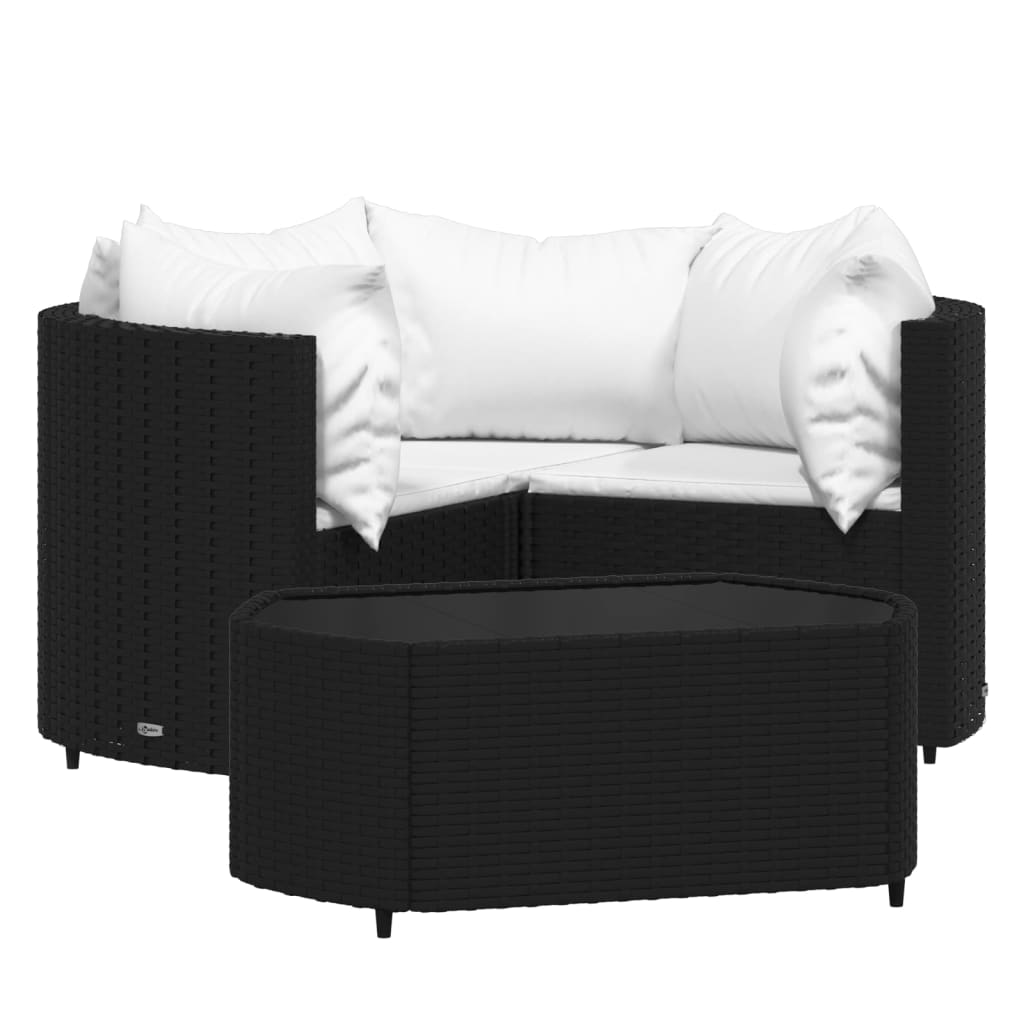 4-delige Loungeset met kussens poly rattan