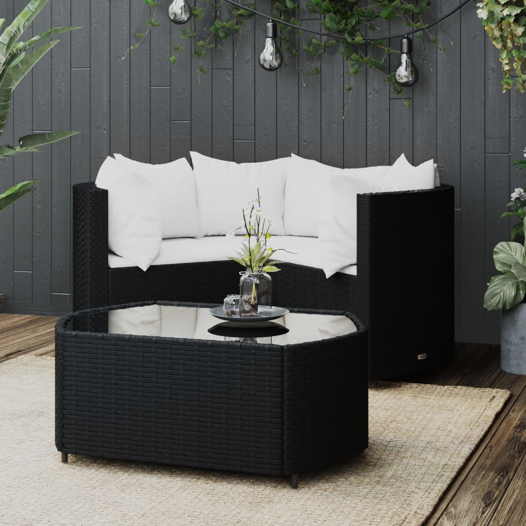 4-delige Loungeset met kussens poly rattan