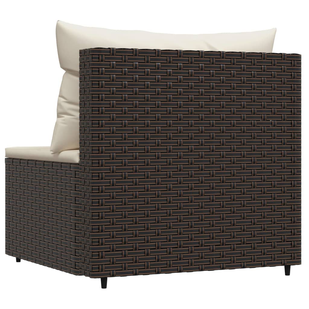 Tuinmiddenbanken met kussens 2 st poly rattan