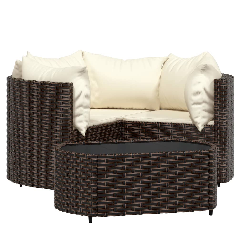 4-delige Loungeset met kussens poly rattan