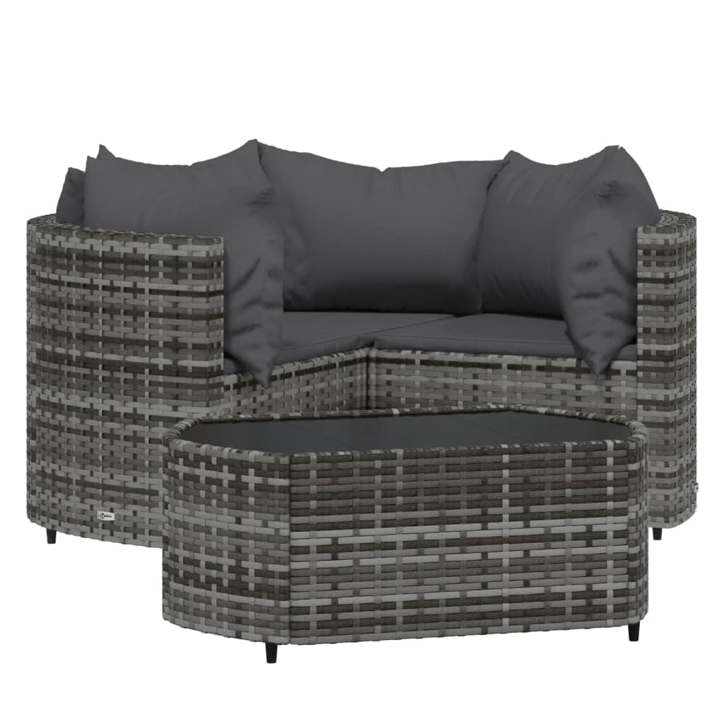 4-delige Loungeset met kussens poly rattan