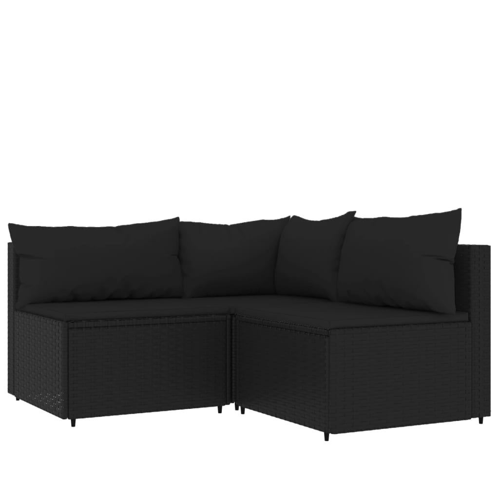 3-delige Loungeset met kussens poly rattan