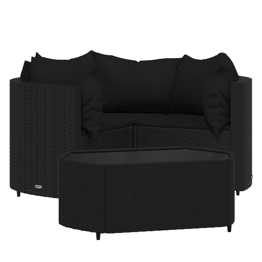 4-delige Loungeset met kussens poly rattan