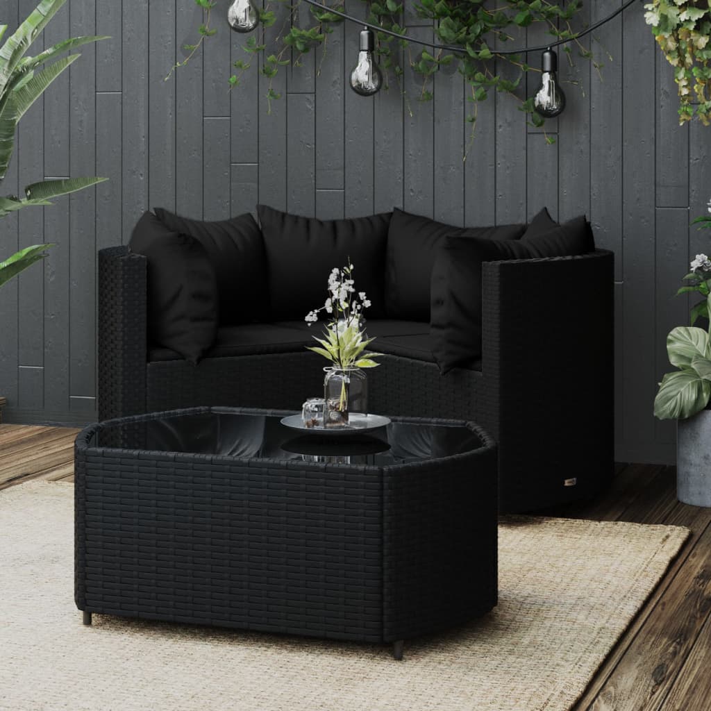 4-delige Loungeset met kussens poly rattan