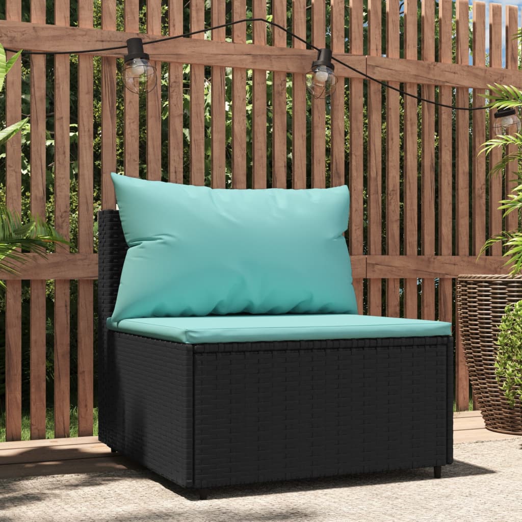 Tuinmiddenbanken met kussens 2 st poly rattan