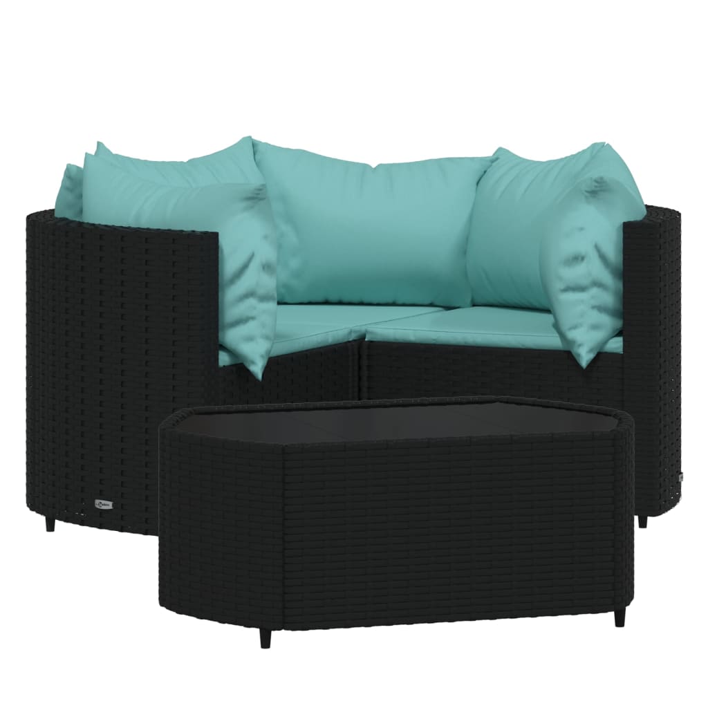 4-delige Loungeset met kussens poly rattan