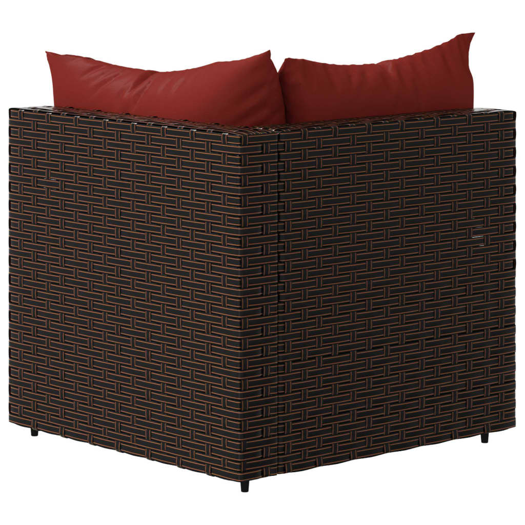 3-delige Loungeset met kussens poly rattan