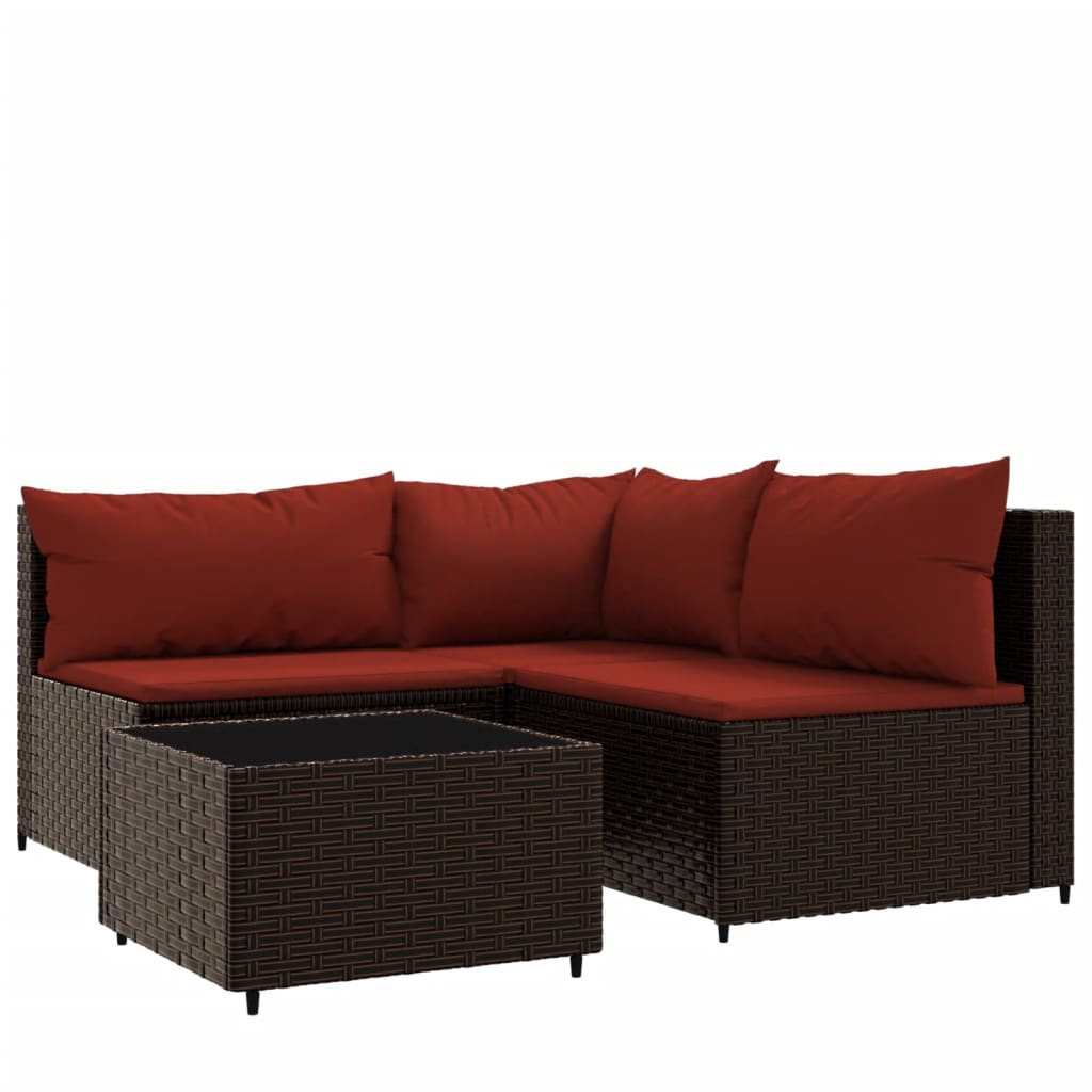 3-delige Loungeset met kussens poly rattan