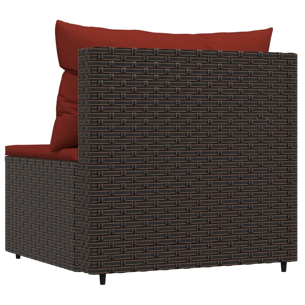 Tuinmiddenbanken met kussens 2 st poly rattan