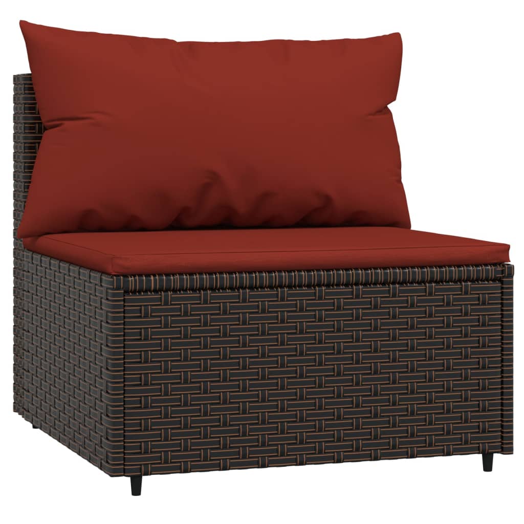 Tuinmiddenbanken met kussens 2 st poly rattan