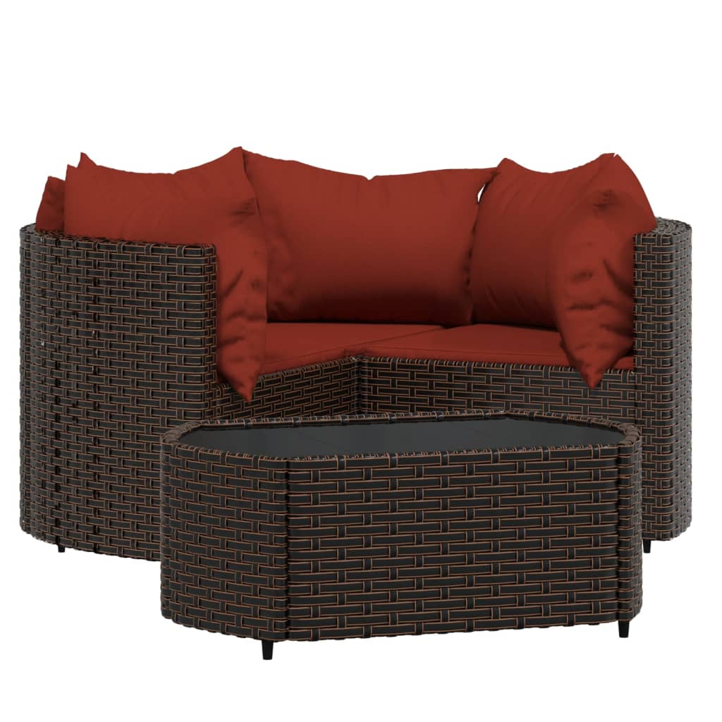 4-delige Loungeset met kussens poly rattan