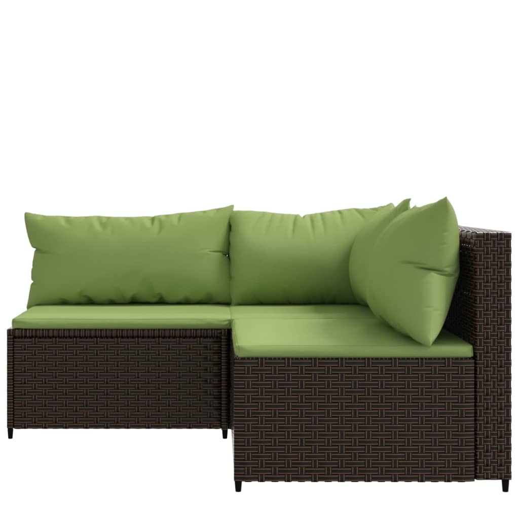 3-delige Loungeset met kussens poly rattan