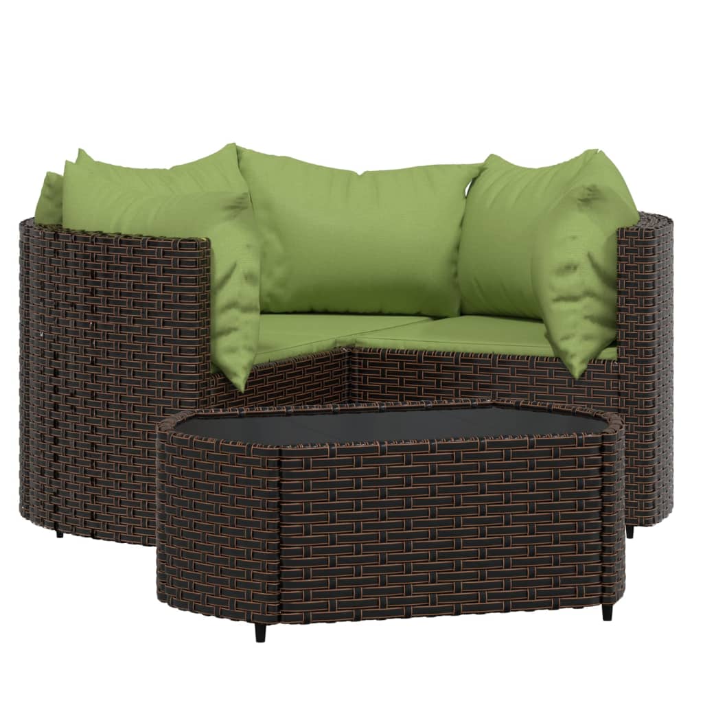 4-delige Loungeset met kussens poly rattan