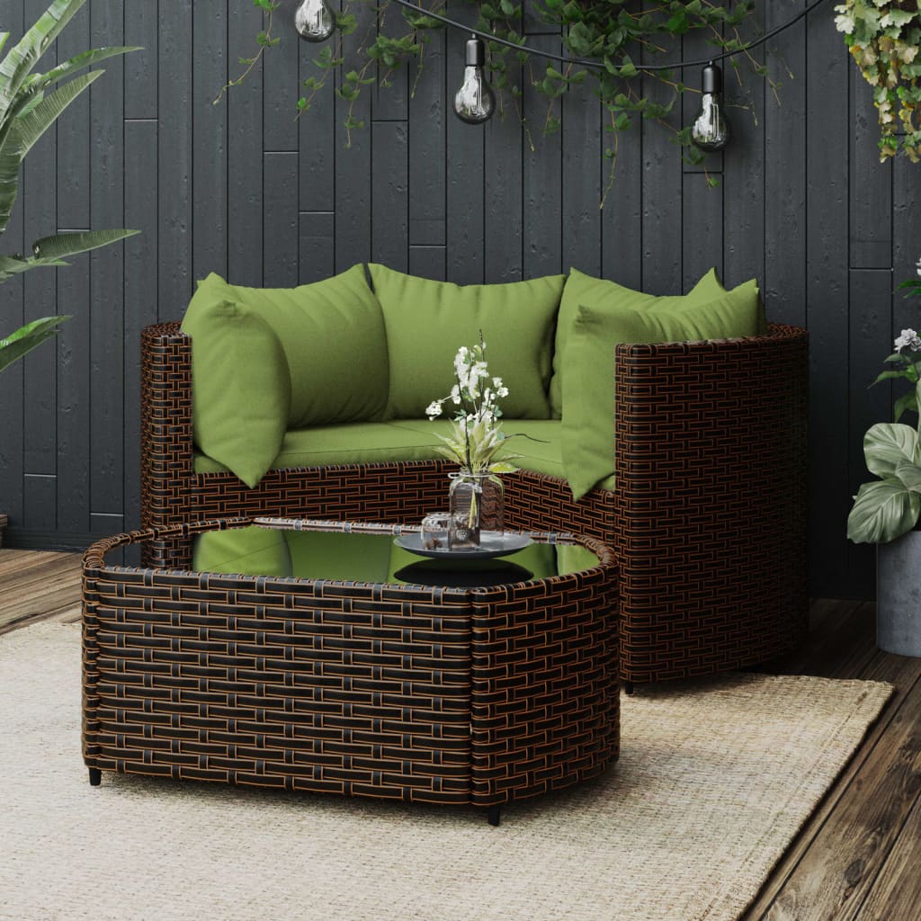 4-delige Loungeset met kussens poly rattan