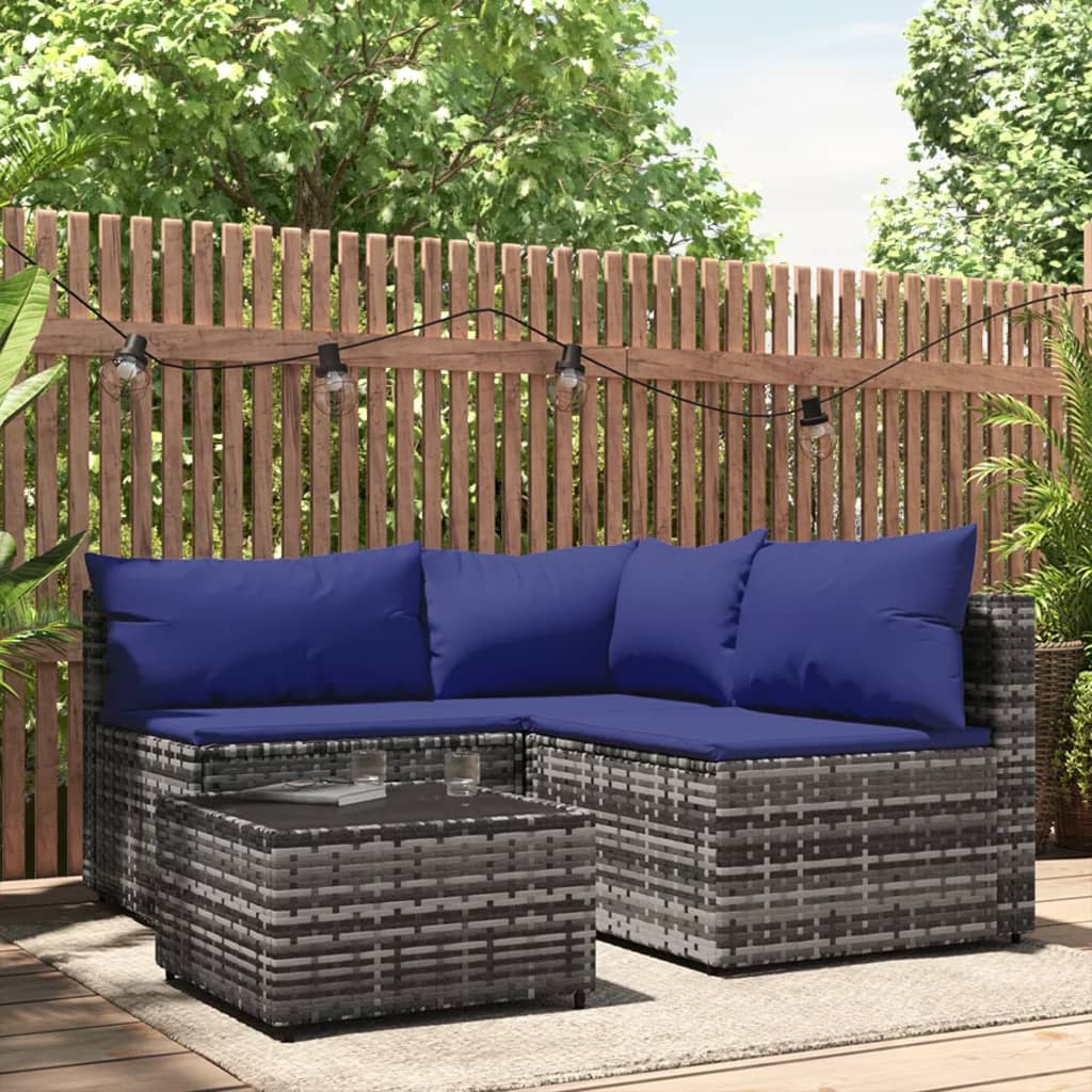 3-delige Loungeset met kussens poly rattan