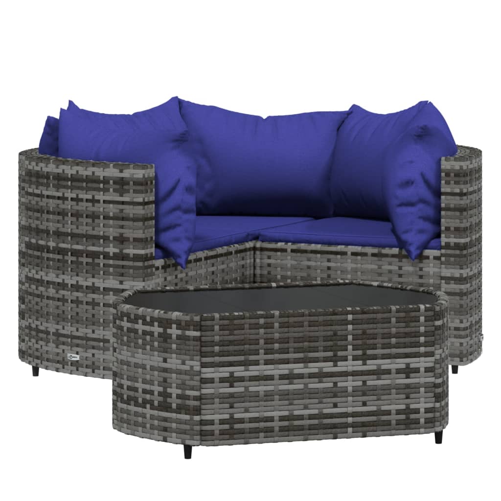 4-delige Loungeset met kussens poly rattan