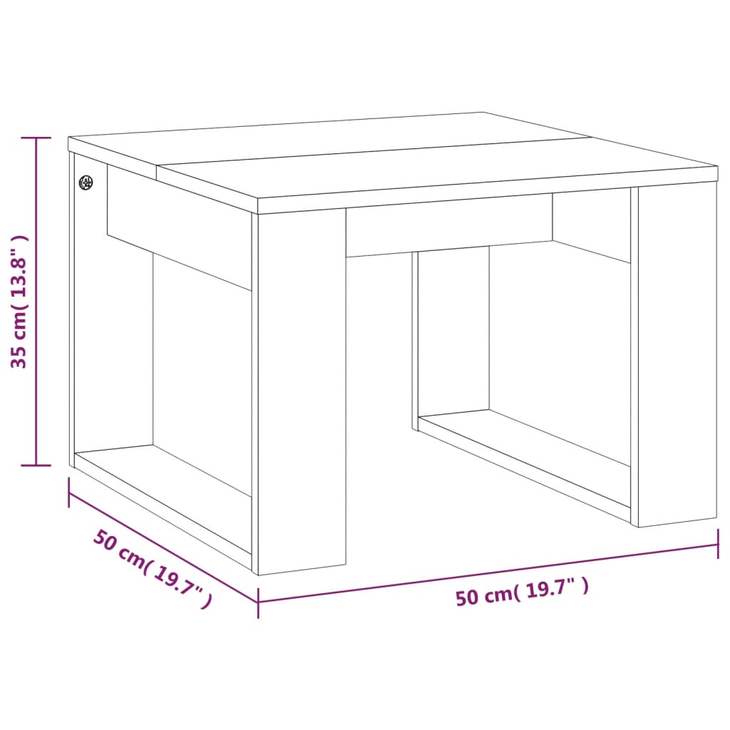 Bijzettafel 50x50x35 cm bewerkt hout eikenkleurig