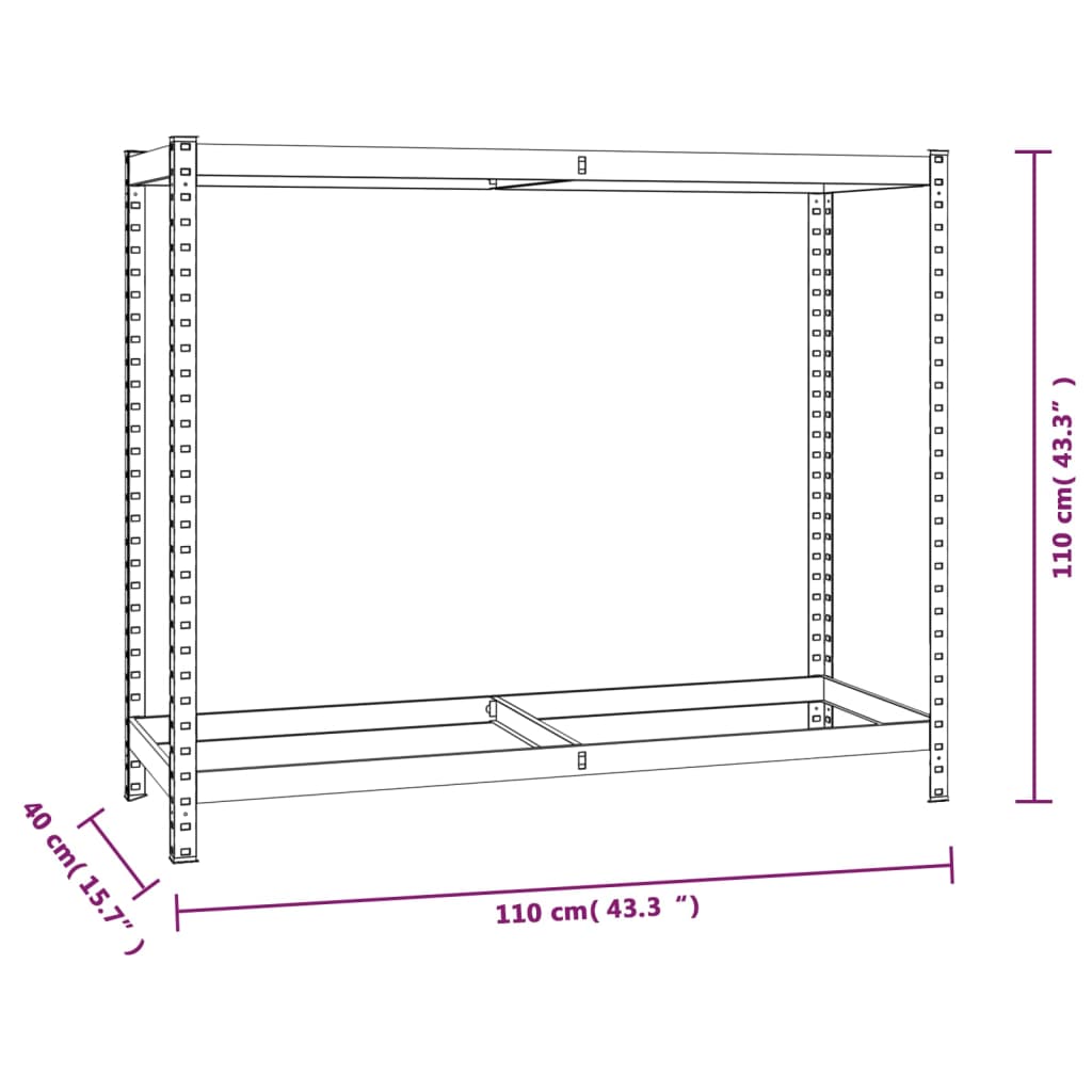 Bandenrekken 2-laags 4 st 110x40x110 cm staal zilverkleurig