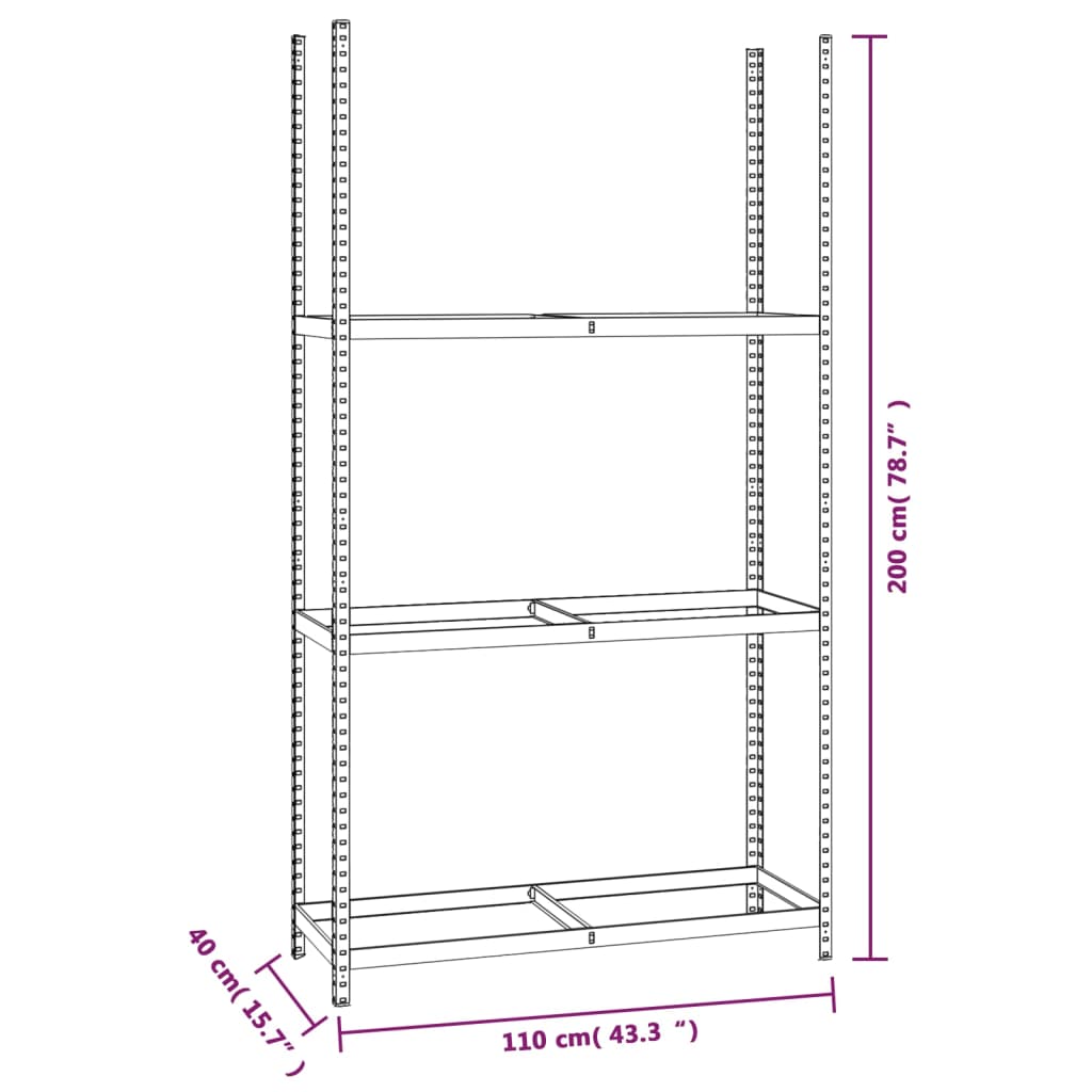 Bandenrekken 2-laags 4 st 110x40x180 cm staal zilverkleurig