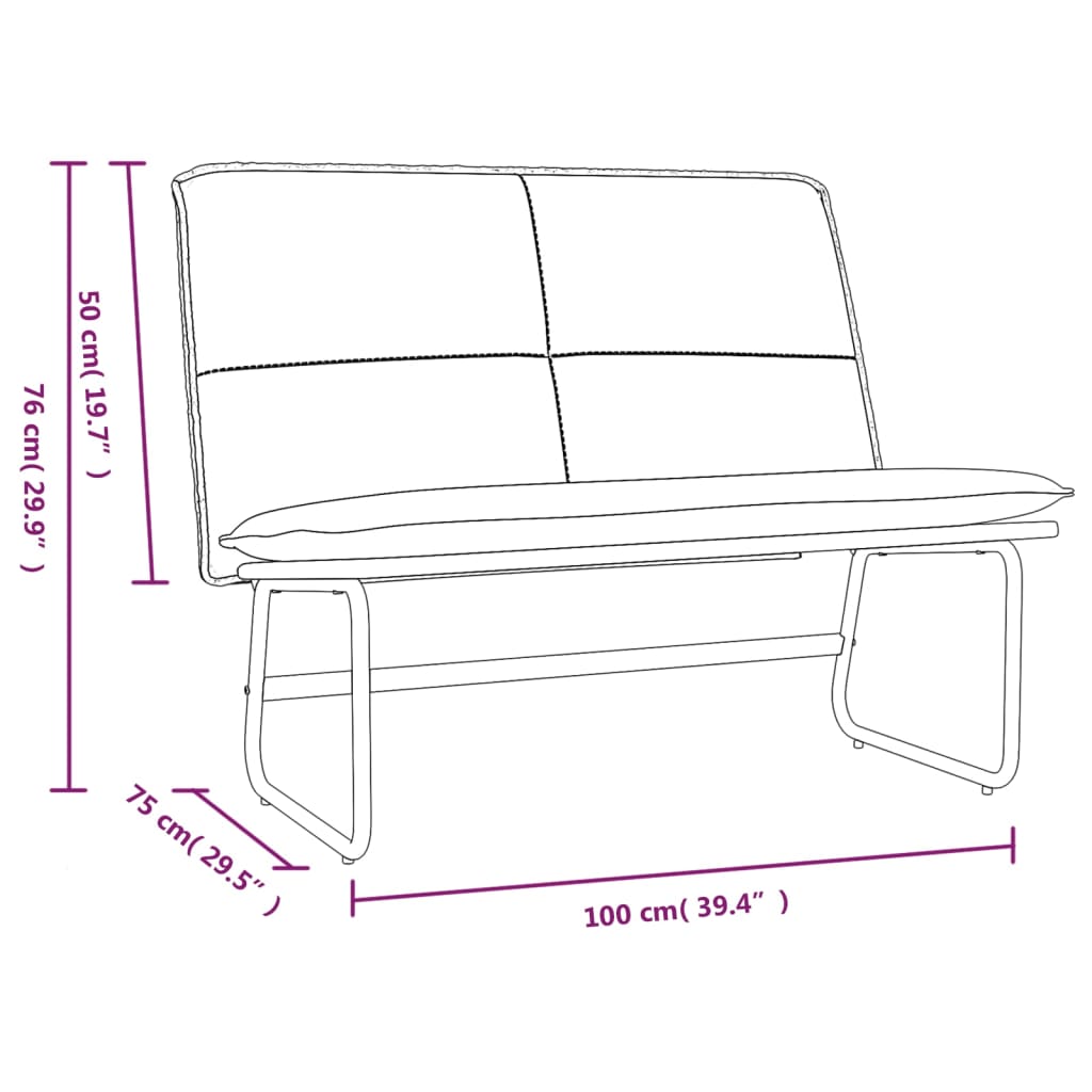 Bankje 100x75x76 cm kunstleer crèmekleurig