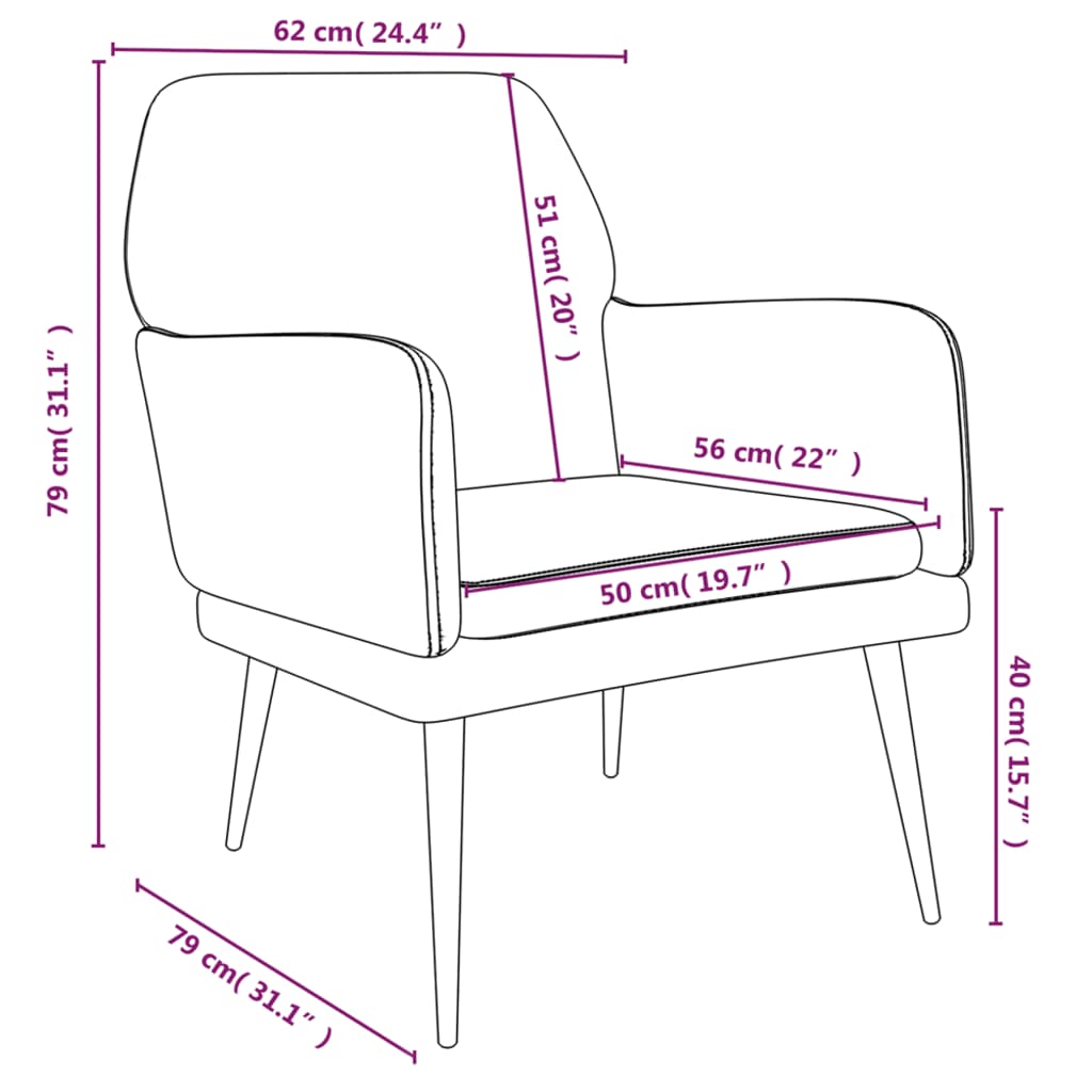 Fauteuil 62x79x79 cm fluweel