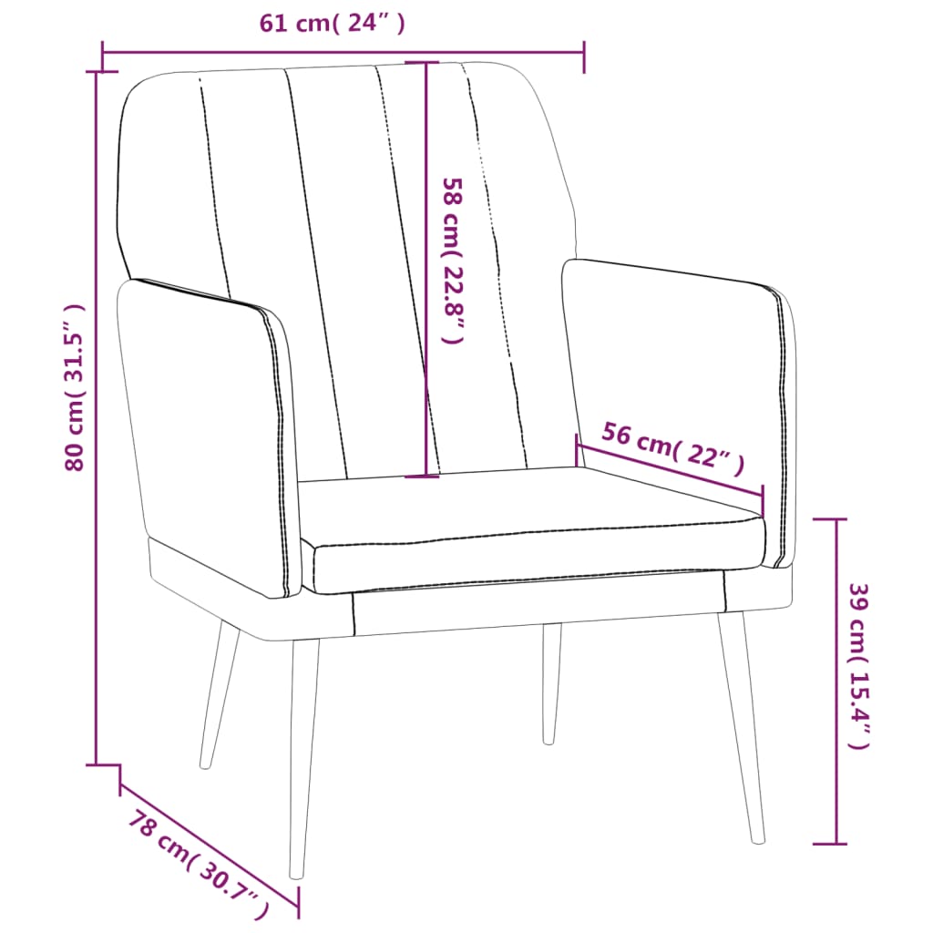 Fauteuil 61x78x80 cm kunstleer zwart