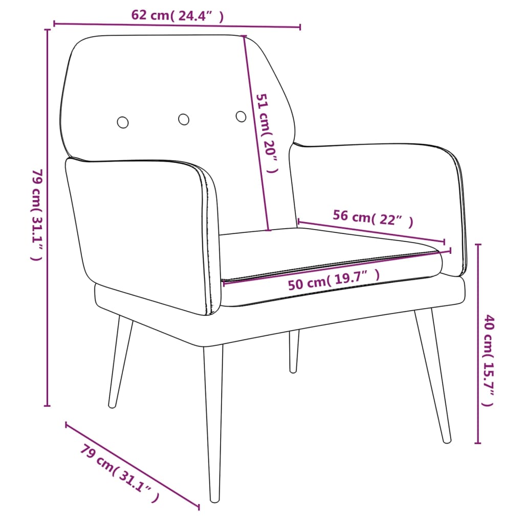 Fauteuil 62x79x79 cm fluweel