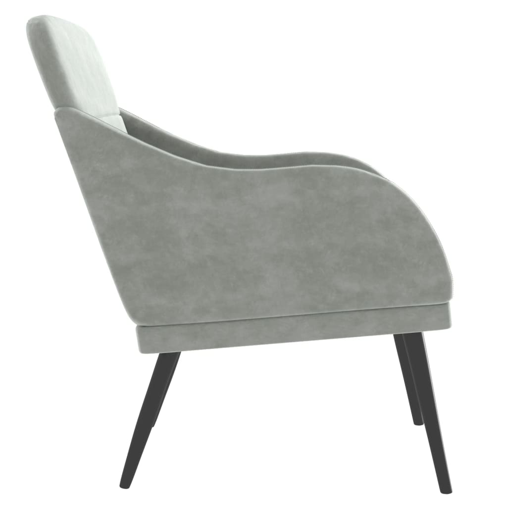 Fauteuil 63x76x80 cm fluweel lichtgrijs