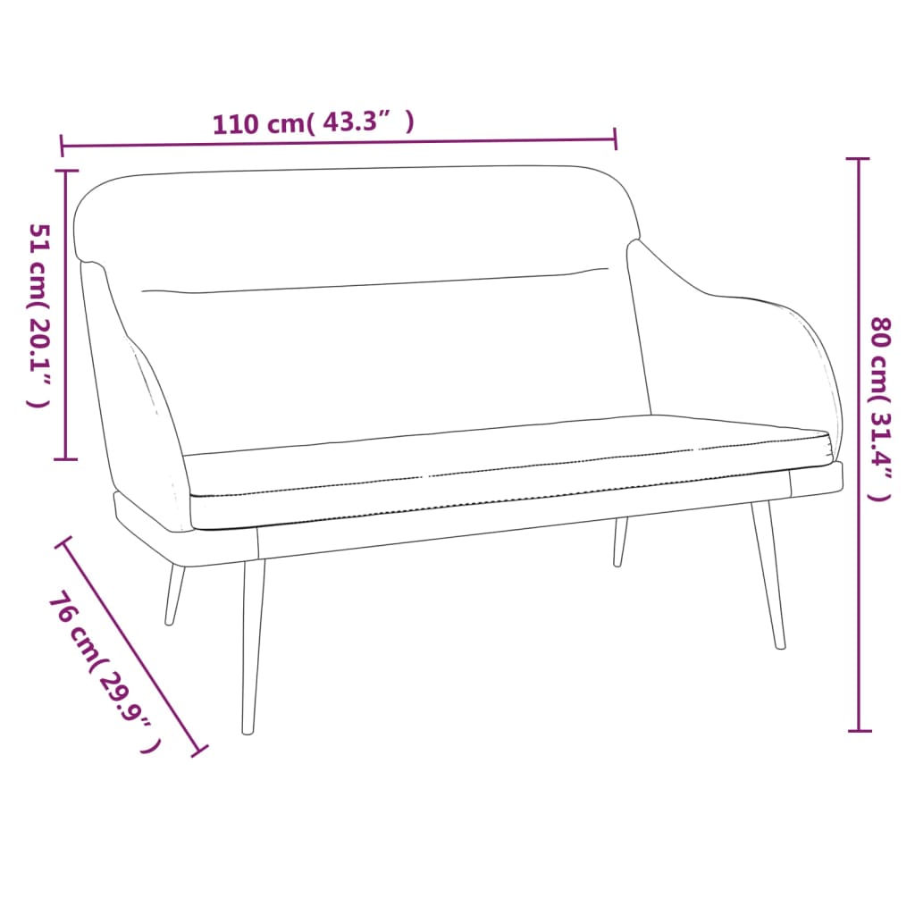 Bankje 110x76x80 cm fluweel