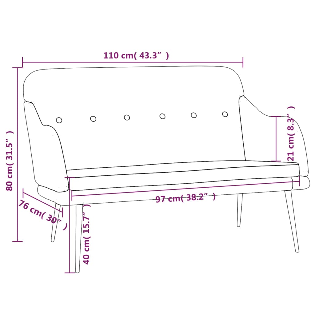 Bankje 110x76x80 cm stof