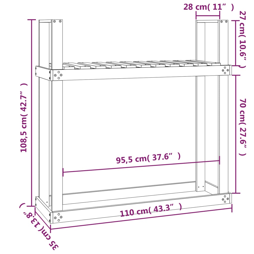 Haardhoutrek 110x35x108,5 cm massief