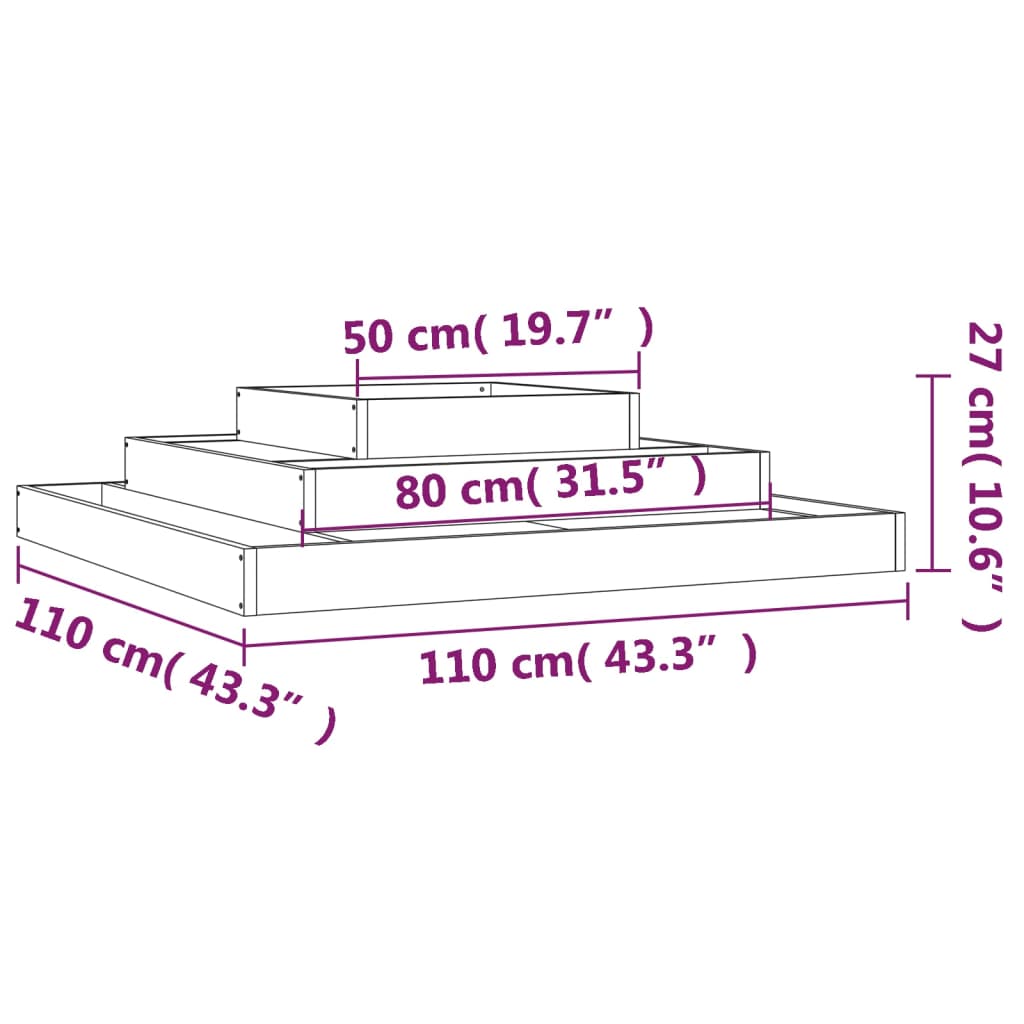 Plantenbak 80x80x27 cm massief