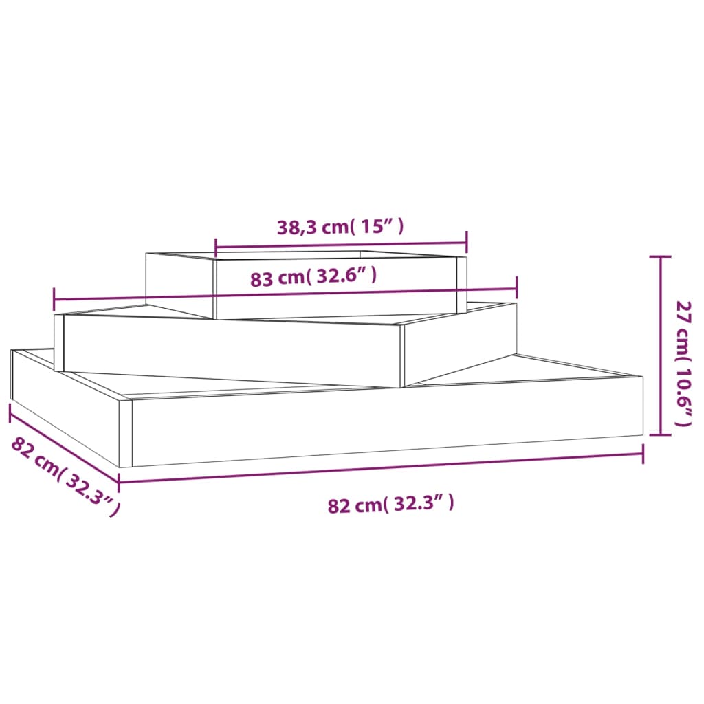 Plantenbak 83x83x27 cm massief