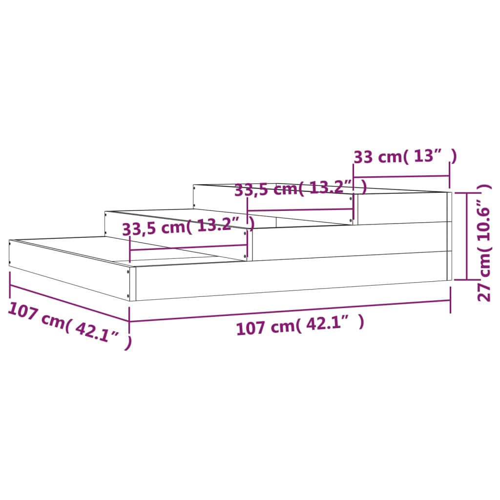 Plantenbak 107x107x27 cm massief