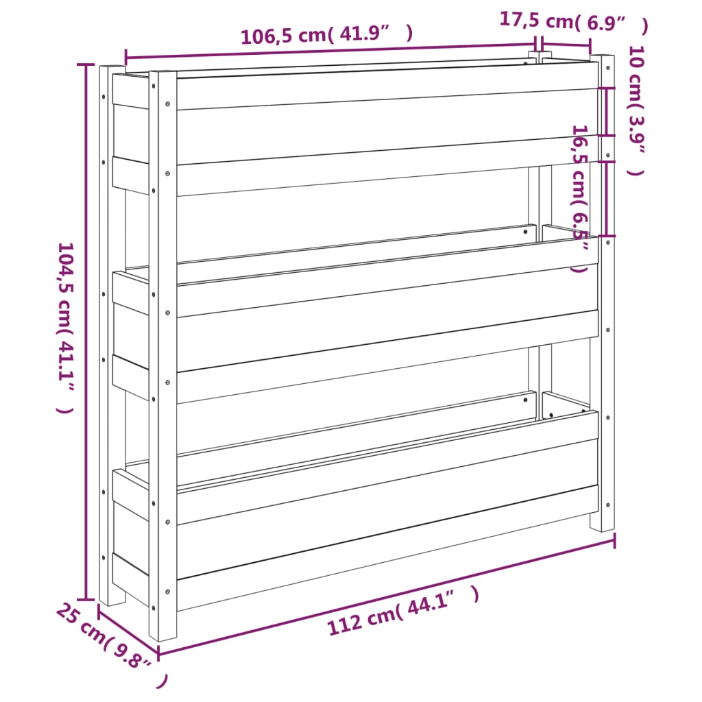 Plantenbak 77x25x66 cm massief grenenhout