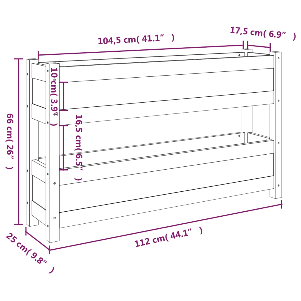 Plantenbak 77x25x66 cm massief grenenhout