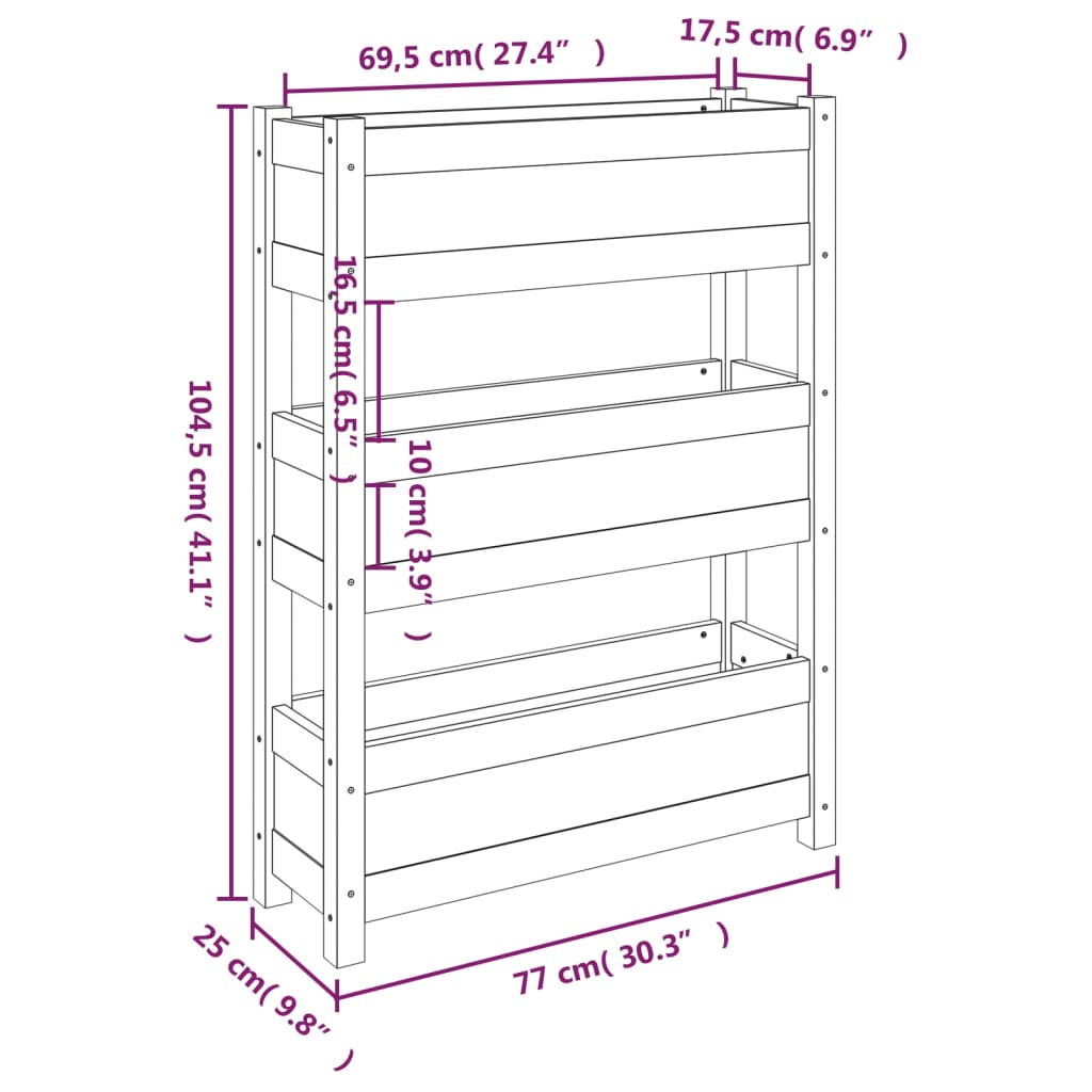 Plantenbak 77x25x66 cm massief grenenhout