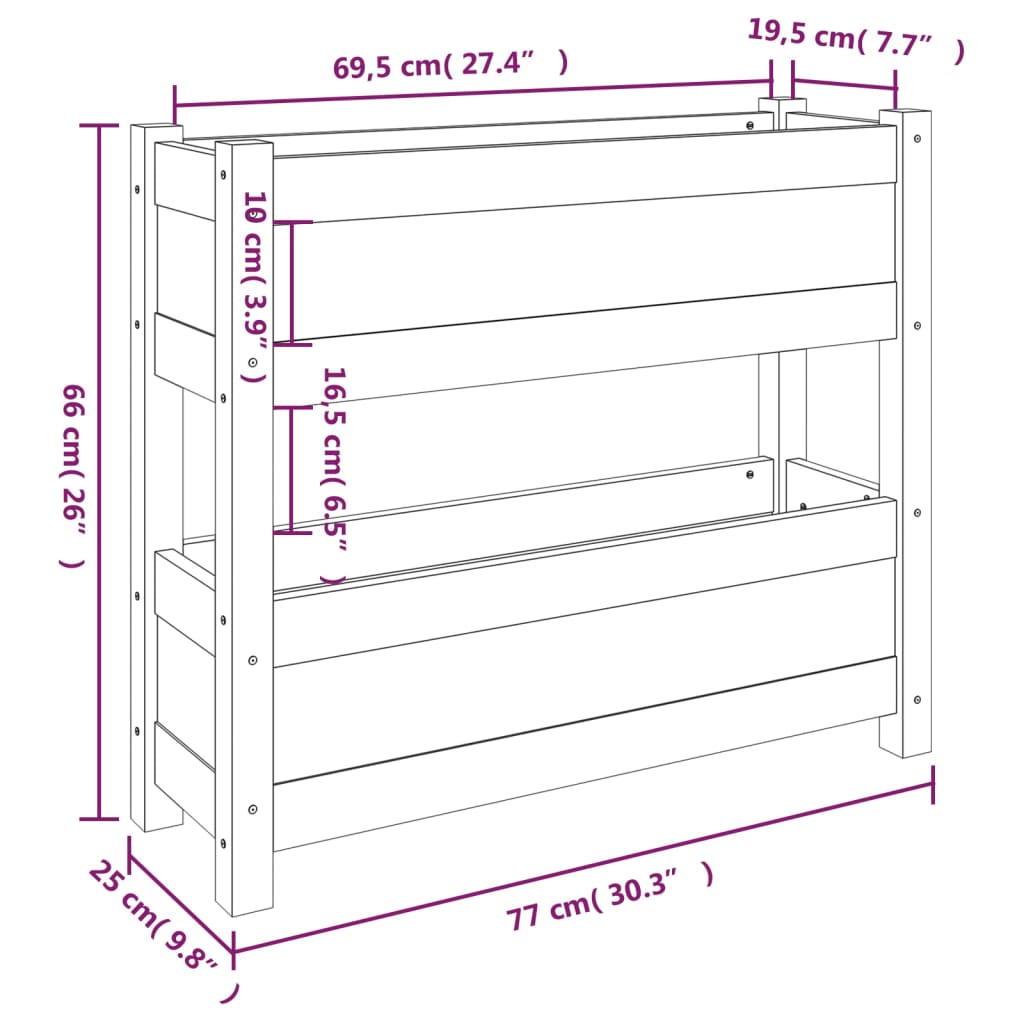 Plantenbak 77x25x66 cm massief grenenhout