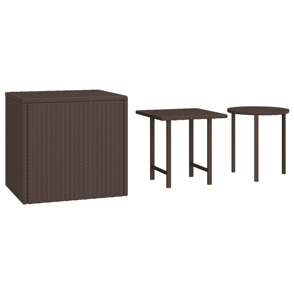 Bijzettafels 3 st poly rattan