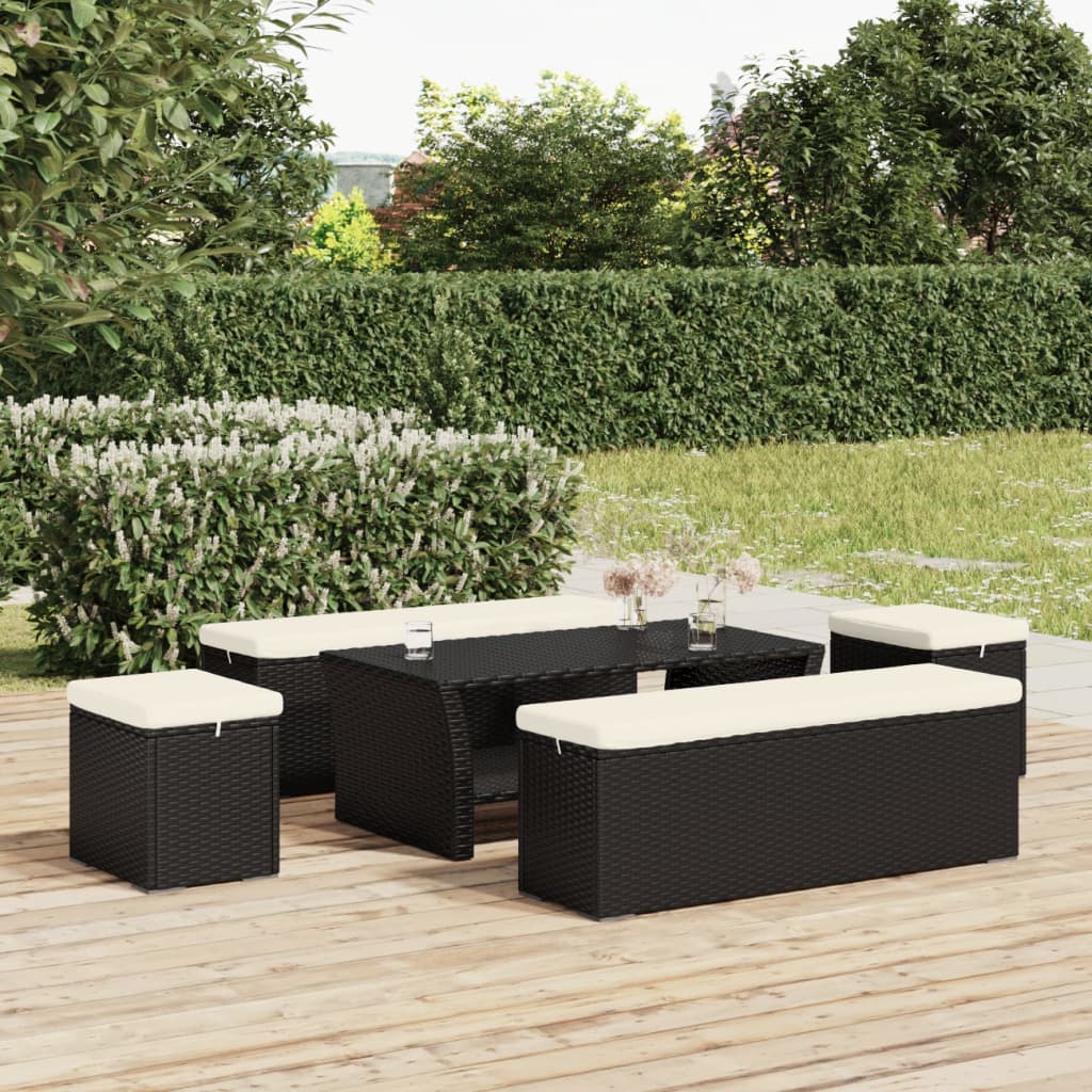 Hocker met kussen 40x30x40 cm poly rattan