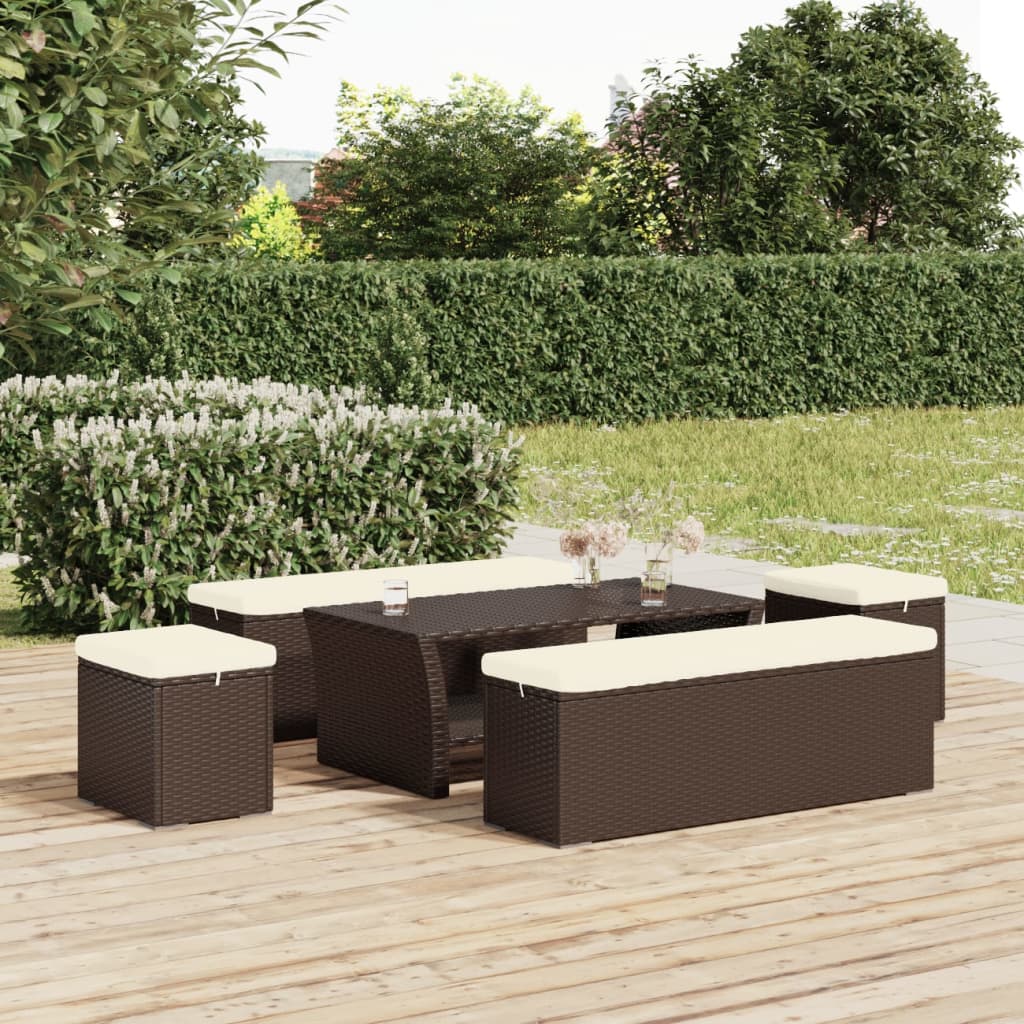 Hocker met kussen 40x30x40 cm poly rattan