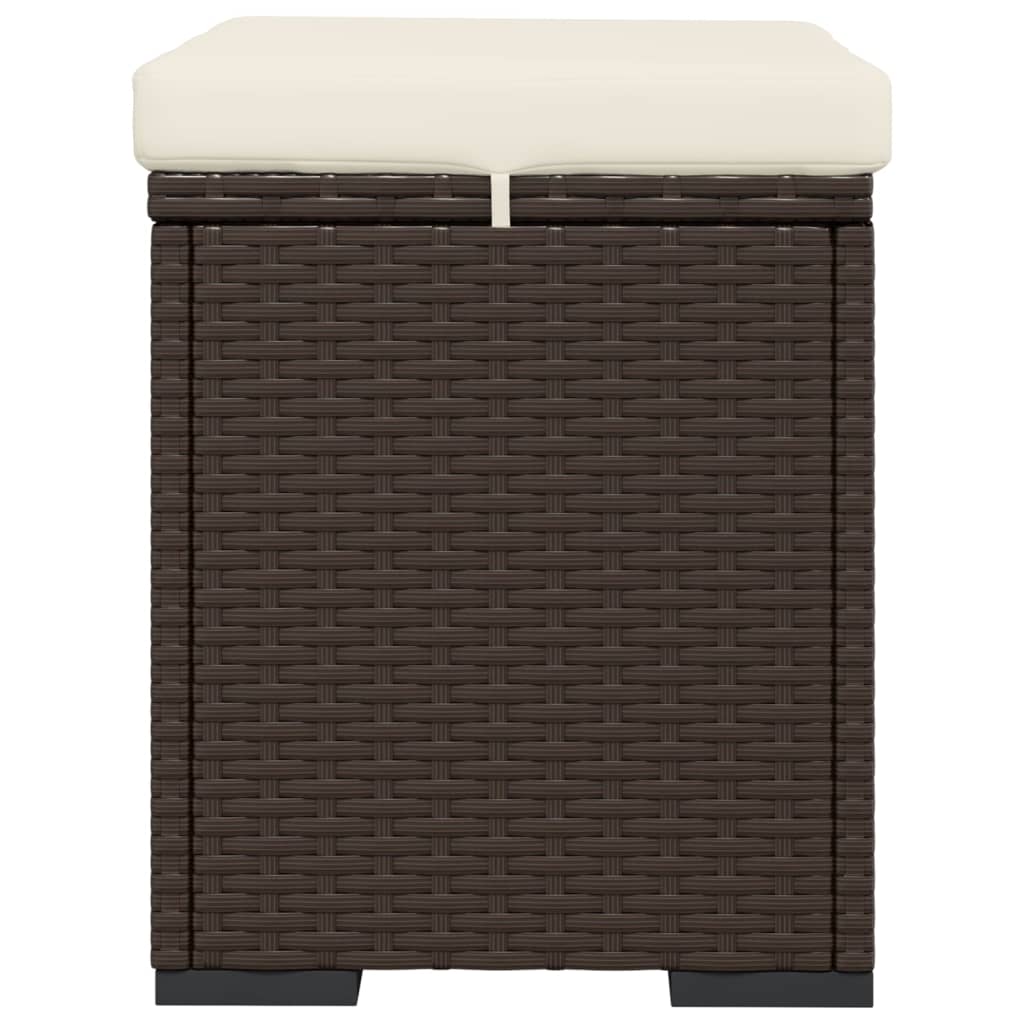 Hocker met kussen 40x30x40 cm poly rattan