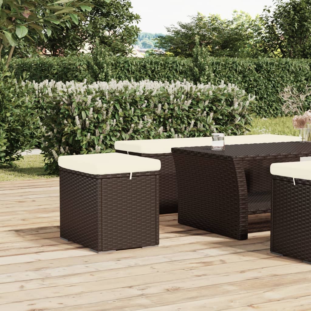 Hocker met kussen 40x30x40 cm poly rattan