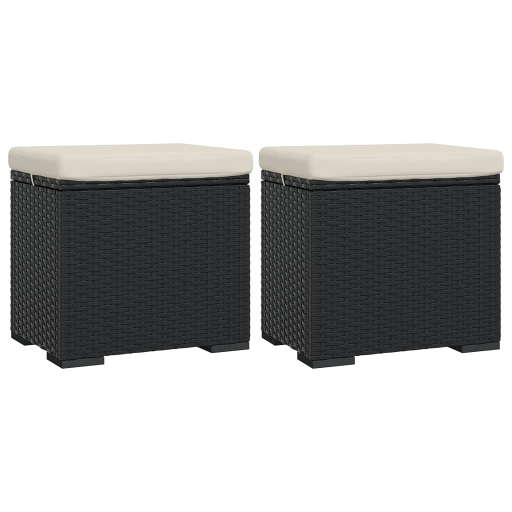 Hocker met kussen 40x30x40 cm poly rattan