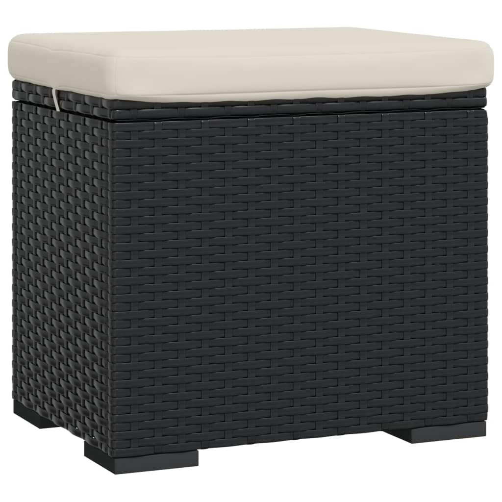 Hocker met kussen 40x30x40 cm poly rattan