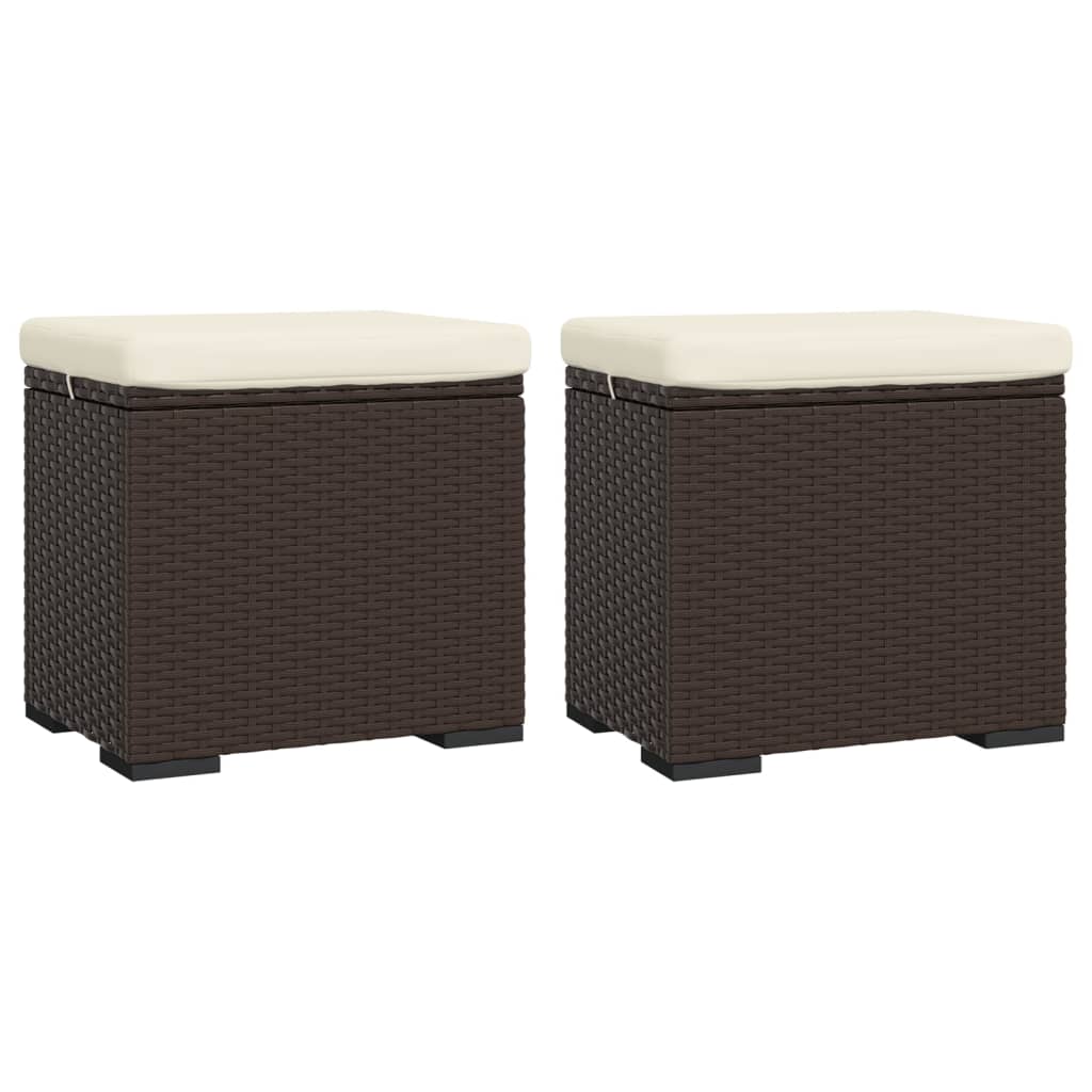 Hocker met kussen 40x30x40 cm poly rattan