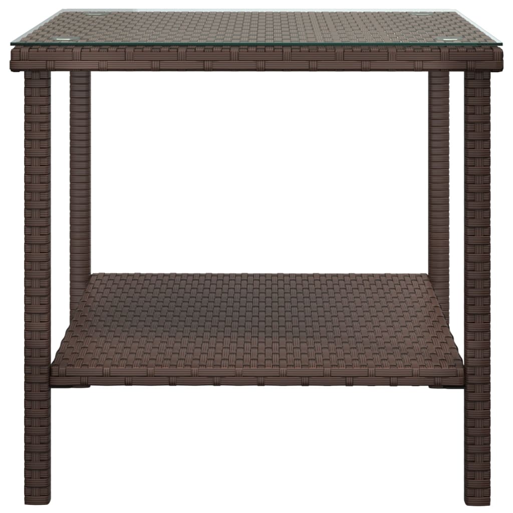 Bijzettafel 45x45x45 cm poly rattan en gehard glas