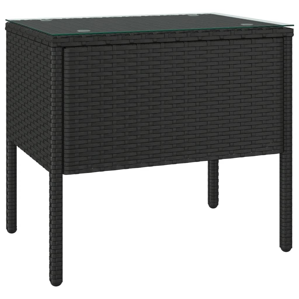 Bijzettafel 53x37x48 cm poly rattan en gehard glas