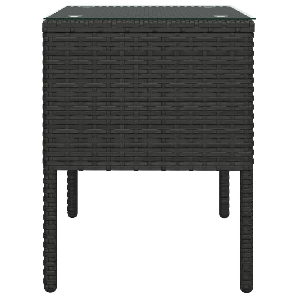 Bijzettafel 53x37x48 cm poly rattan en gehard glas